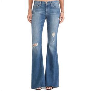 Anthropologie McGuire Denim Majorelle Flare Jeans Oceana Medium Wash Distressed